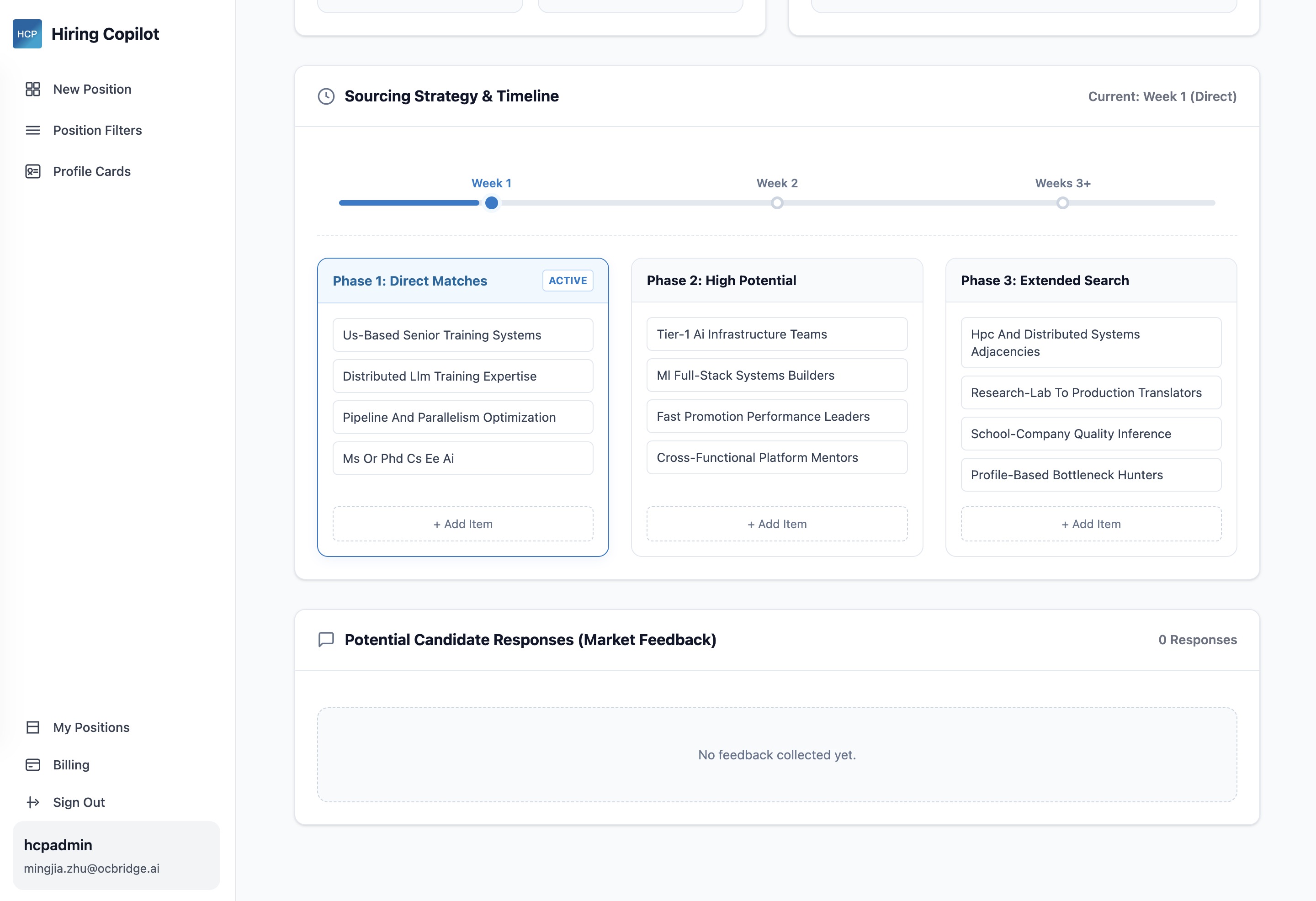 Detailed sourcing dashboard